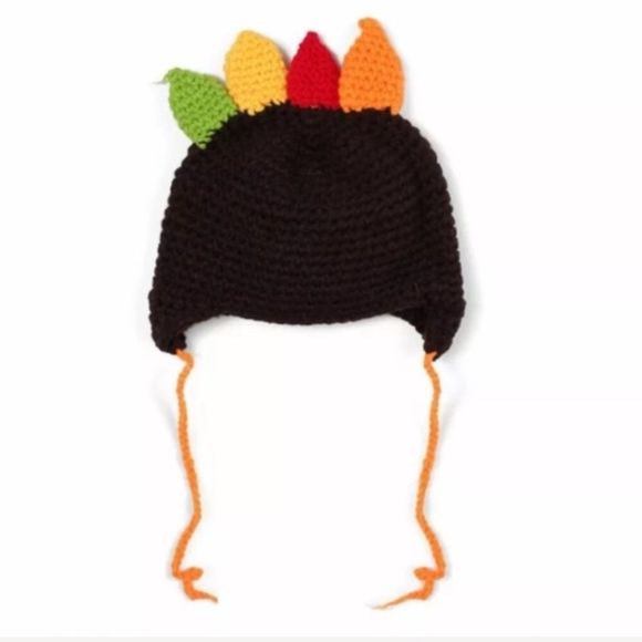 K Crochet Knit Thanksgiving Turkey Gobble Beanie Hat - Picture 6 of 6